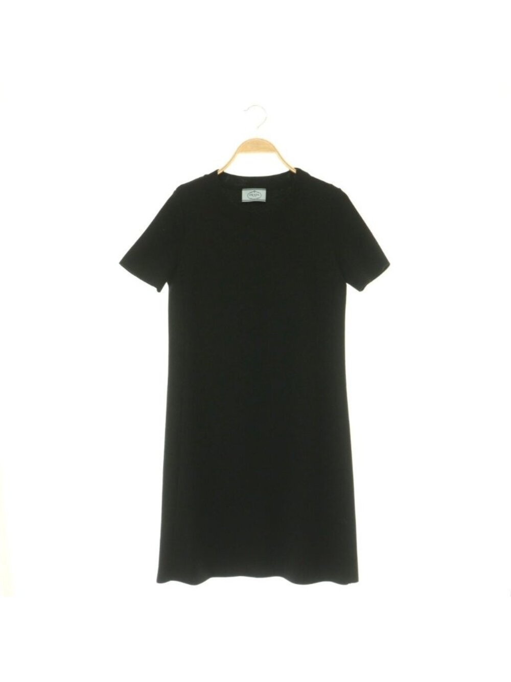 Prada Wool Milano Rib Knit Dress Knee-length Short Sleeve Black 40